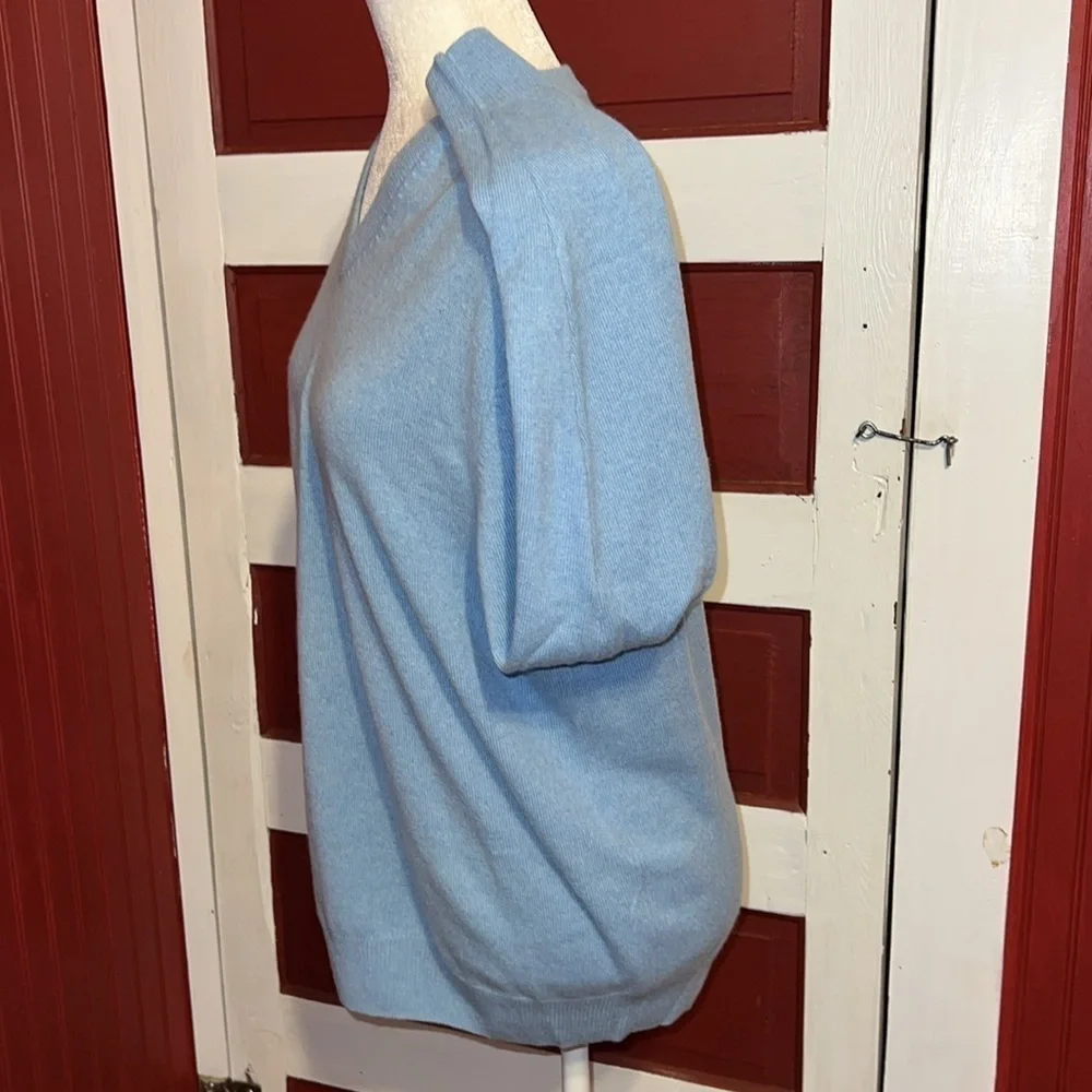 David Bishop V-Neck Blue Cashmere Sweater L
